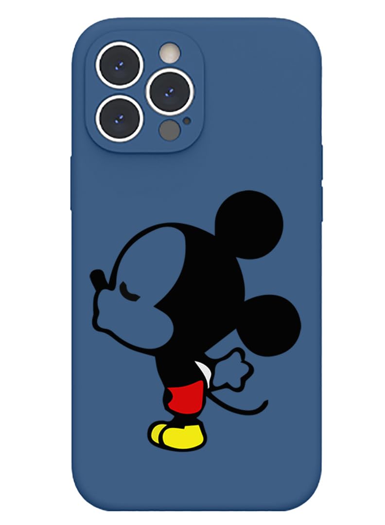 Theodor Protective Slim Fit Case Liquid Silicone Cover with Full Body Protection Anti-Scratch Shockproof Case For iPhone 15 Pro Max Blue - Mickey Mouse 1