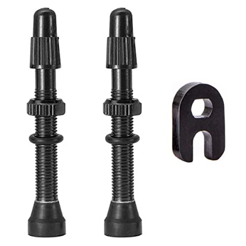 2 unids Negro Tubeless Presta válvulas Durable aleación de Aluminio Notubes válvulas con Tapas de plástico para Ciclismo Bicicleta de Carretera