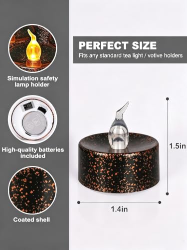 Image of 12PCS Halloween Copper Tea Light Candles Battery Operated