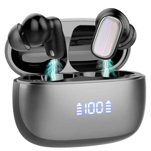 Conyat-Auriculares-Inalambricos-Auriculares-Bluetooth-53-HiFi-Estereo-con-HD-Mic-40Horas-Cascos-Inalambrico-LED-Pantalla-IPX7-Impermeable-Color-de-Pistola-Blanco