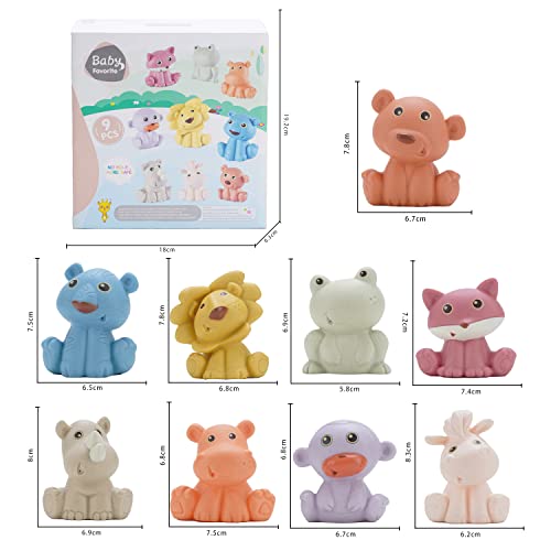 Mold Free Animal Baby Bath Toys For Toddlers/ Infants 6 - 12 Months, 9 Pack No Hole No Mold Silicone Bathtub Toys Eco-Friendly Non Toxic Bathtub Float Toy For Water Play Kids #TOP6