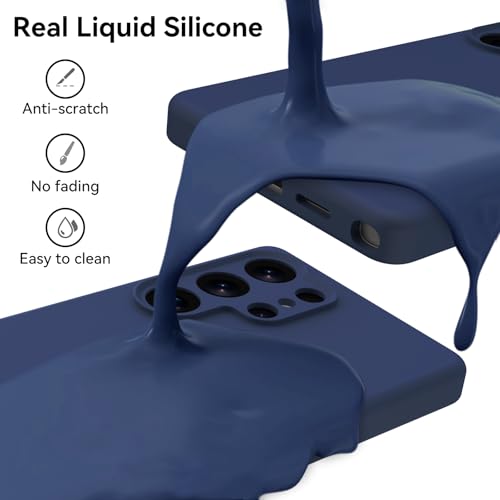 Varikke Compatible with Samsung Galaxy S25 Ultra Case, Liquid Silicone Upgrade [Camera Protection] [Anti-Scratch Microfiber Lining] Slim Soft Touch Gel Rubber Shockproof Phone Case 6.9", Dark Blue by Varikke - Image 3