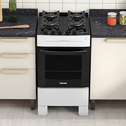 Fogão 4 Bocas Bivolt Automático Mesa de Vidro Electra Glass Itatiaia Branco