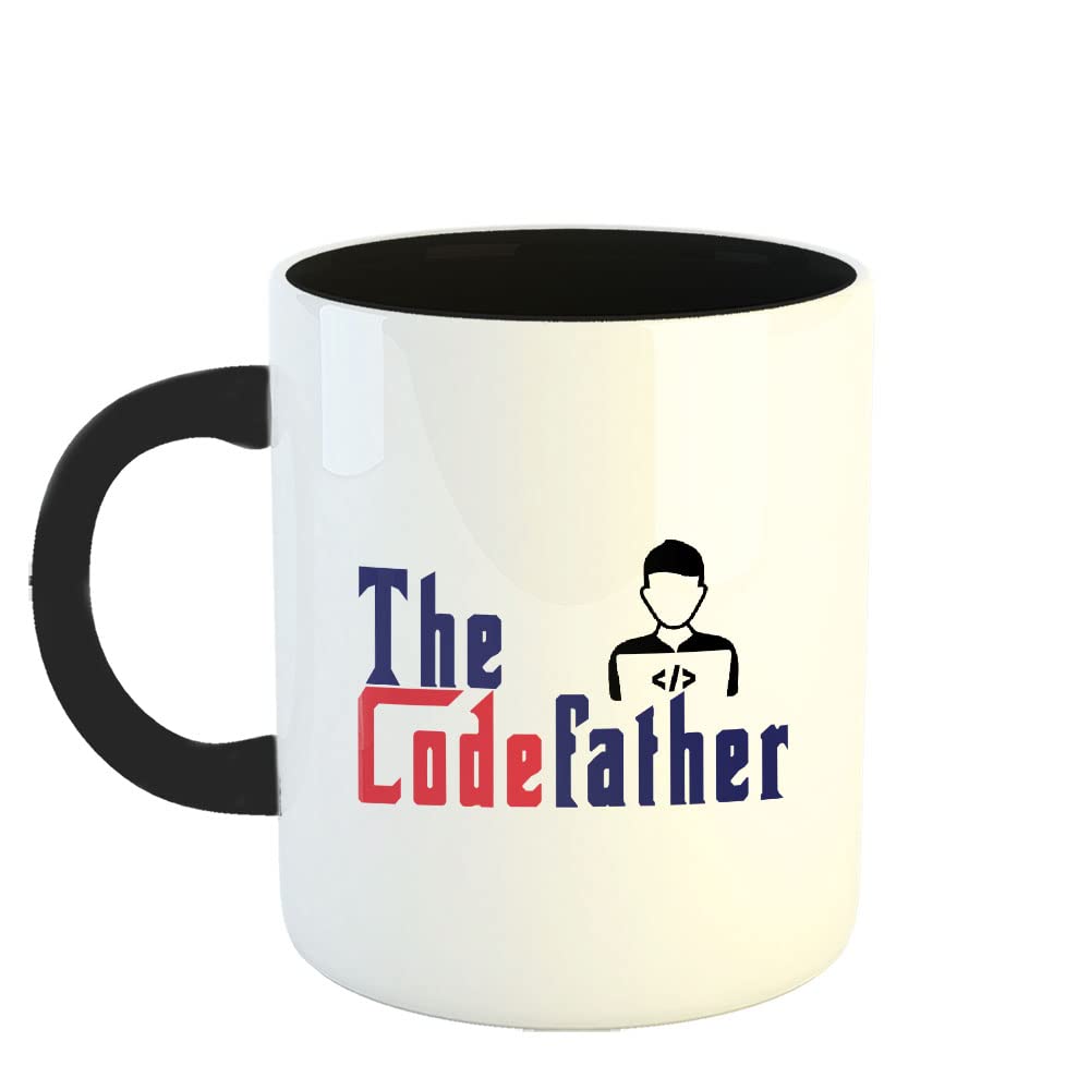 Happu - Printed Ceramic Coffee Mug, for Coders, Programmers, The Codefather, Gift for Coding Professionals, Gift for Students, Aspirants, Computer/Software Engineers, 325 ML(11Oz), 3803-BK