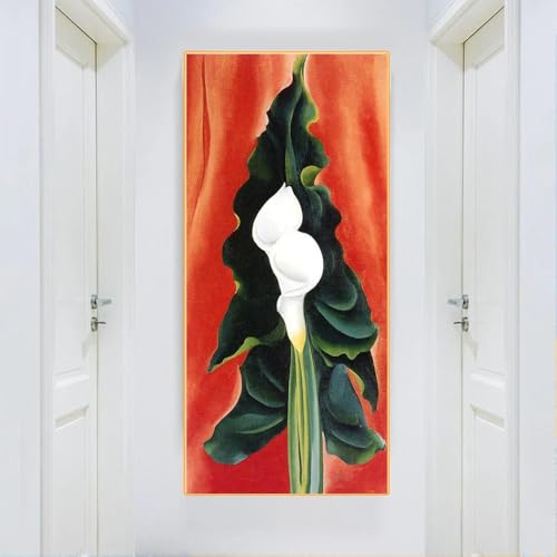 Affiche Georgia O’Keeffe Lys Calla Blancs toile abstraite 50x100cm