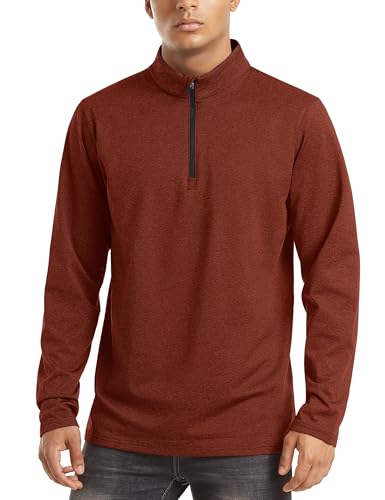 Image of TACVASEN Men's Sports Shirts 1 /4 Zip Long Sleeve Fleece Lined Running Workout Pullover Tops Sweatshirt