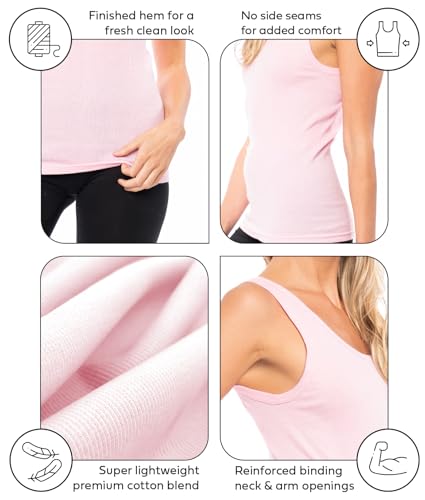 Sexy Basics Women's Knit Rib Tank Tops | Lightweight Cotton Blend Sport Cami | Multi Pack Colors4