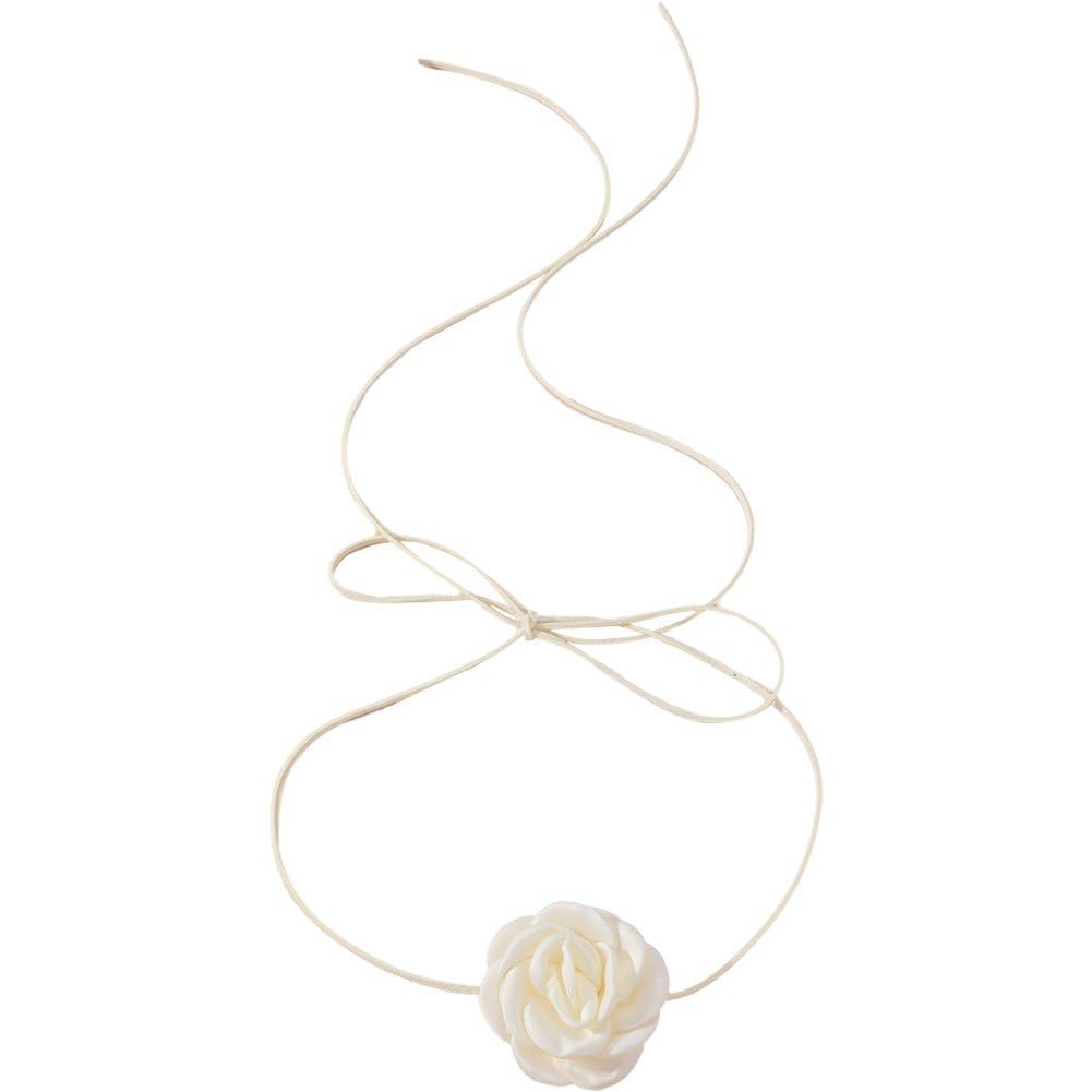 Sanfly Vintage Camellia Flower Choker Handmade Lace Necklace Ballet Style Flower Necklaces Adjustable Floral Choker for Party