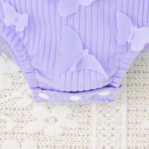 Focici Baby Girl Summer Clothes 6-9 Months Summer Cute Newborn Outfits Sleeveless Lace One Piece Romper +Headband 2Pcs Set Purple 6-9 Months thumb #7