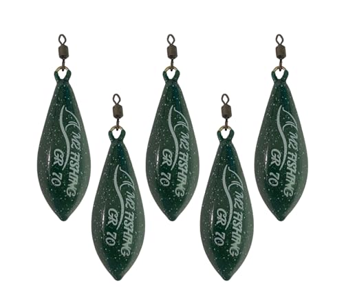 M2 FISHING Kit de 5 piezas plomo torpedo camuflaje verde Carp Fishing plomo perdiendo funderia pesas (GR 50)