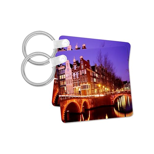 Llavero Amsterdam at Night el regalo ideal en pack de 2 unidades de 3dRose