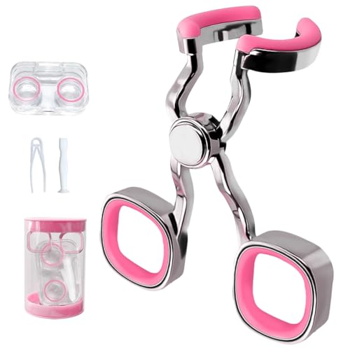 Contact Lens Applicator Tool Pink Eye Opener with Soft-Tip Sucker and Tweezer for Easy Insertion & Removal Includes Portable Travel Case