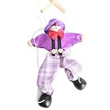 Keenso Funny Colorful Pull String Puppet Vintage Clown, Wooden Marionette Handcraft Toy with Joint Activity for Baby Boys or Girls ()