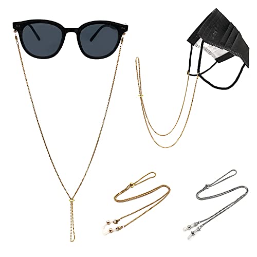 Metal Glasses Chain For Women Gold And Silver Eyeglasses Holder 2 Pcs Pack Women’s Eyeglass Chain Eyewear Retainer Eyeglasses Holder Around Neck #TOP2