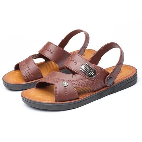 Men's Leather Sandals Open Toe Slip On Beach Slides Comfortable Soft Sole Walking Shoes Summer Wide Width Flat Sandals2