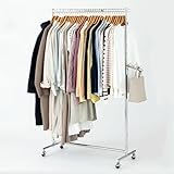 ドウシシャ ハンガーラック シングル 頑丈 丈夫 大容量 シルバー 全体耐荷重85kg 小物掛け用フック付き パイプハンガー 幅100.5×奥行41.5×高さ108.5~175.5cm ロングコート 洋服収納 服掛け 衣類 衣装 業務用 LIHS-100CR