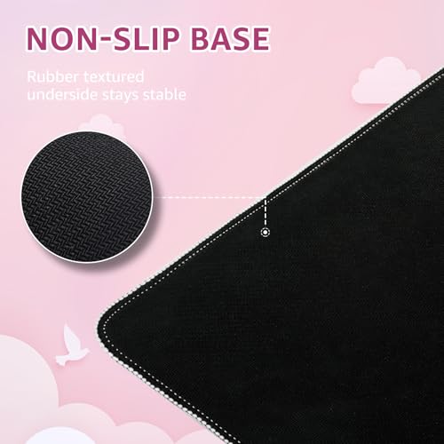 Image of iCasso Excel Cheat Sheet Desk Pad,Excel Mouse Pad Shortcuts,Excel Shortcuts Cheat Sheet Keyboard Mat, Extended Large XXL Non-Slip Mousepad with Stitched Edges for Computer(Pink Excel Shortcuts)