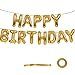 16 Inch Black Happy Birthday Mylar Foil Letters Banner – Reusable Balloon Bunting Sign for 30th 40th 50th 60th Adult Birthday Parties & Halloween Decorations (golden)