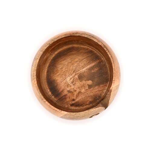 Image of Mahasu Yarn Storage Mango Wood Yarn Bowl for Crocheting Accessories and Supplies Organizer Wool Storage Bowl Round (7 inch x 7 inch x 4 inch)