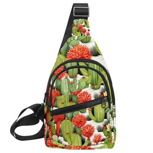 Mochila cruzada de cactus para correr y viajar con correa ajustable ajustable unisex
