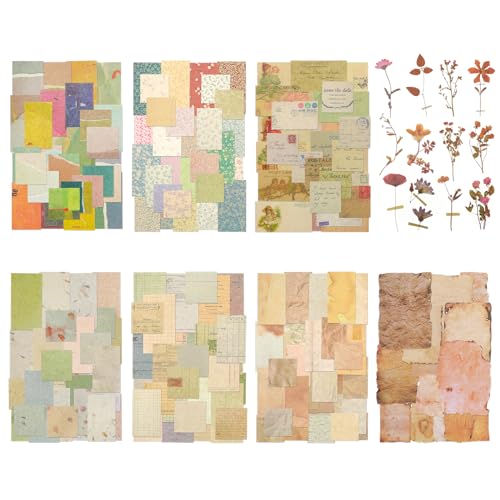 445 Blätter Scrapbook Papier Vintage Ästhetik Decoupage Papier Tagebuch Bastelpapier Aufkleber Set Fotoalbum Journaling Notizbuch Scrapbooking Zubehör DIY Bastelarbeiten