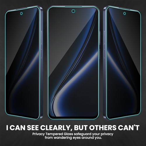 Image of ArmourPro Privacy Tempered Glass Screen Protector Compatible for Realme Narzo 80X, Narzo 70X and Narzo 60X (6.72 Inch) with Edge to Edge Coverage and Easy Installation kit (Pack of 2)