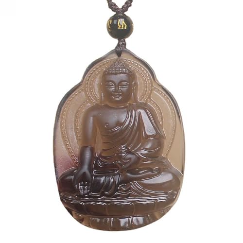 Natural black ice obsidian sakyamuni buddha Herbalist buddha necklace Amulet pendant bead with adjustable chain for women or men3
