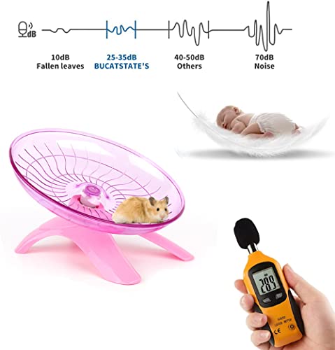 Silent Hamster Wheel 7 Inch Exercise Wheel for Syrian Hamsters Hamster Flying Saucer Quiet Spinner Running Wheel for Gerbil Chinchilla Guinea Pig Mice Hedgehog Small Animals (Pink) - Image 2