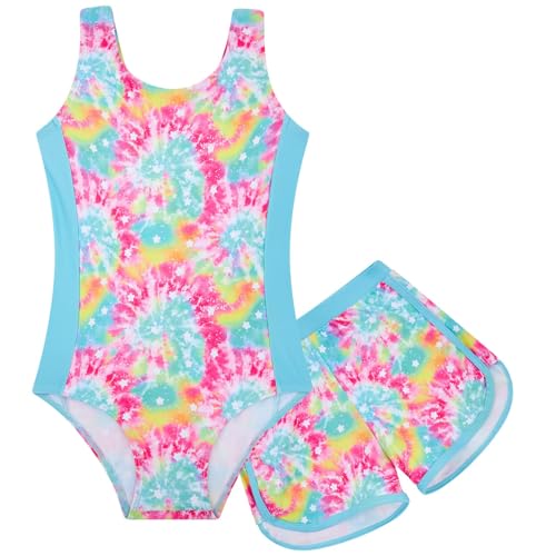 Image of TUONROAD Toddler Girls One Piece Swimsuit 2Pcs Bathing Suit Kids Swimwear with Short for 3-9