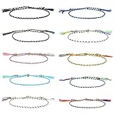 Bojueshaw 10pcs Friendship Bracelets,Woven Handmade Friendship Bracelet Rope,Colorful Adjustable String Bracelet Braided,for Women Girls Birthday Gifts Party Favors