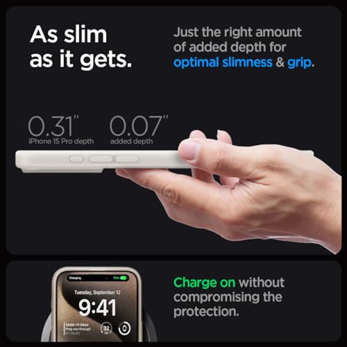 Image of Spigen for iPhone 15 Pro Case, Ultra Hybrid MagFit [Anti-Yellowing] [Compatible with Magsafe] - Frost Natural Titanium