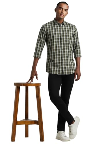Image of Peter England Men 100% Cotton Slim Fit Checkered Casual Everyday Full Sleeve Shirt |
