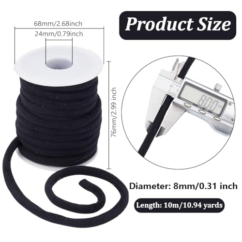 OLYCRAFT 11 Yards 8mm Soft Velvet Round Cord Black Velvet Cord String Velvet Ribbon Velvet Craft Thread Cord Trim with Spool for Choker Necklace Jewelry Making Sewing Accessories Christmas Wrapper - Image 2