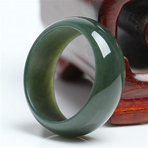 Oligage Natural Hetian Black Green Jade Rings Jadeite Jade Ring Male and Female Jade Ring Jade Gift Rings Men Women Real Jade (Ring Size : 8)