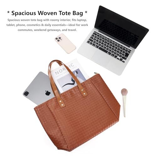 Bolso tote para mujer de cuero PU vegano tejido miniatura 5