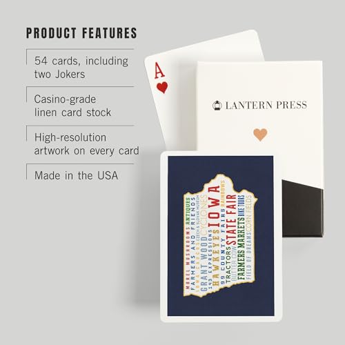 Lantern Press Iowa, Estado y Tipografía, 52 Cartas Póker miniatura 3