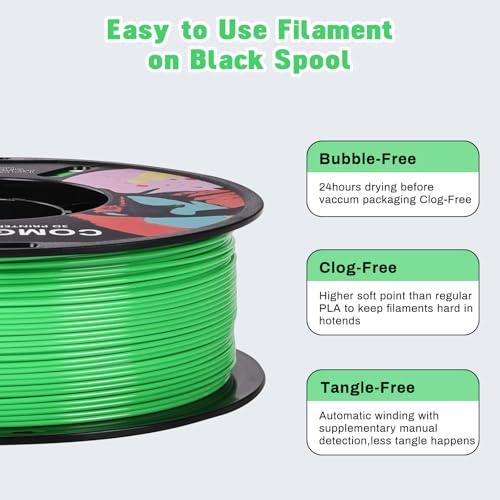 Image of Comgrow PETG 3D Printer Filament 1.75mm, High Precision and Tough 3D Printer Filament (2LBS), Dimensional Accuracy + /- 0.02 mm, Fit Most 3D Printers Grass Green