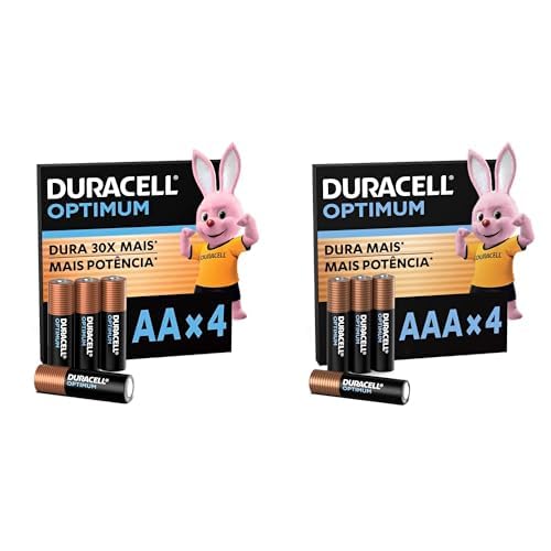 Kit Pilha Optimum AA Pequena Com 4 Unidades + Pilha Optimum AAA Pequena Com 4 Unidades