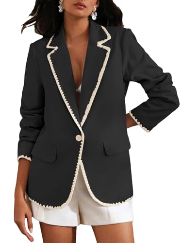 Mina Self Casual Blazer for Women 2025 Fall Black Lightweight Business Casual Work Professional Office Trendy Cute Dressy Fashion Womens Jacket Women's Blazers & Suit Jackets QY046 Black M3