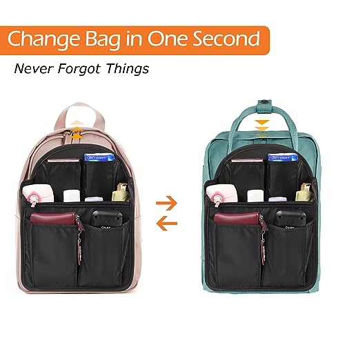 Surblue Backpack Organizer Insert Liner Hanging Travel Rucksack Purse and Handbag Insert Pocket, High-capacity Divider Foldable Nylon Shoulder Bag Organizer for Men and Women, (Black, M) - Thumbnail 6