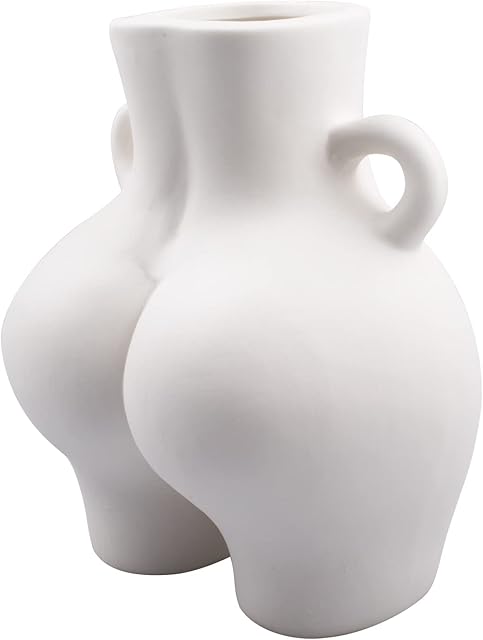 Fengaim Bum Vases Ceramic Vase for Pampas Grass Human Body Art Vase for Flower Ceramic Minimalist Vase Modern Chic Vase for Home Decor Dried Flower Crafts Ornaments (Type B, White)