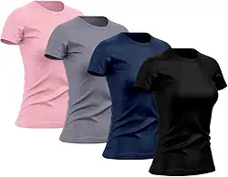 Kit 4 Camisetas Feminina Dry Básica Lisa Proteção Solar UV Térmica Camisa Blusa