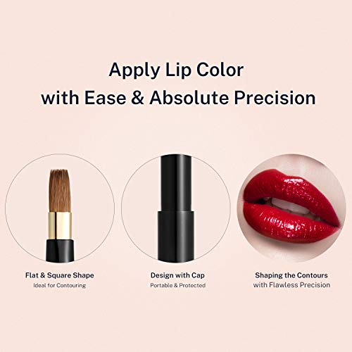 BEGIN MAGIC Retractable Lip Brush Lipstick Gloss Makeup Brushes Tool Applicators with Cap Square Edged for Travel Portable Kolinsk Hair, Perfect Gift for Women Girls