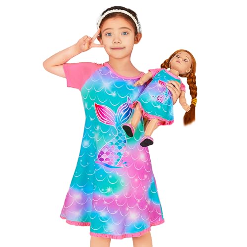 Play Tailor Girls Nightgowns Girl and Doll Matching Outfits Princess Pajamas Night Dress for Kids 18