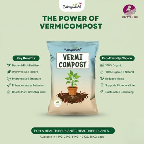 Image of Divayanshi Organic Vermicompost for Plants & Gardening | Natural Soil Conditioner for Home Garden, Pots & Terrace Plants- 2kg