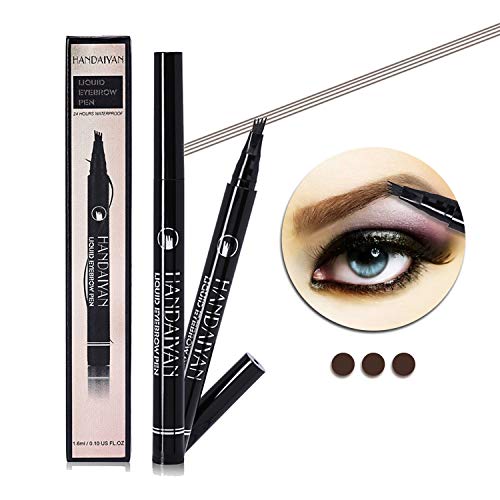 Preisvergleich Produktbild Augenbrauen-Tätowierstift mit einem Micro-Gabelstift Langlebiger, wasserdichter Brauenstift für Augenbrauen-Make-up-Farben für den ganzen Tag (# 4 Dunkelbraun)
