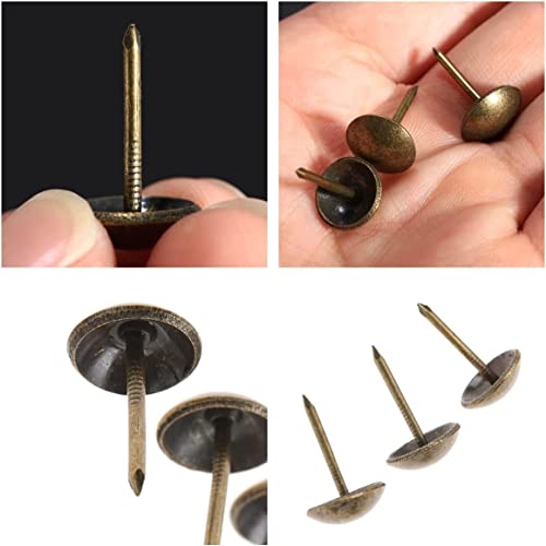 Mgoodoo 100 Stück Polsternägel Messing Vintage Möbel Nägel Antik Dekor Nägel Bronze Polsterung Nägel Ziernägel Thumb Tack Push Pins, Runder Großköpfiger Reißzwecke Reißnägel 11x17mm