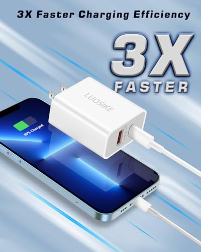 LUOSIKE USB C Charger, 20W Dual Port Fast USB C Wall Charger Block for Cell Phone and Tablets