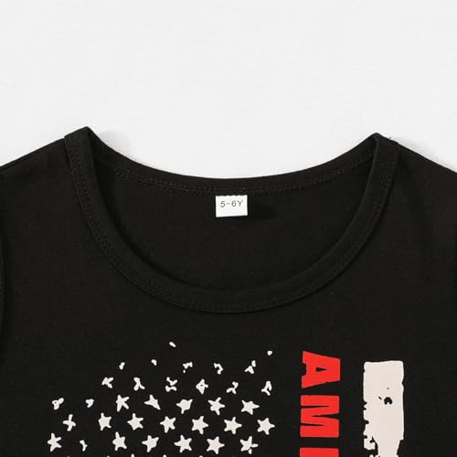 Image of Boys 4th of July Tank Kids American Flag Sleeveless Shirts Cotton Patriotic Tees Top Independence Day Clothes
