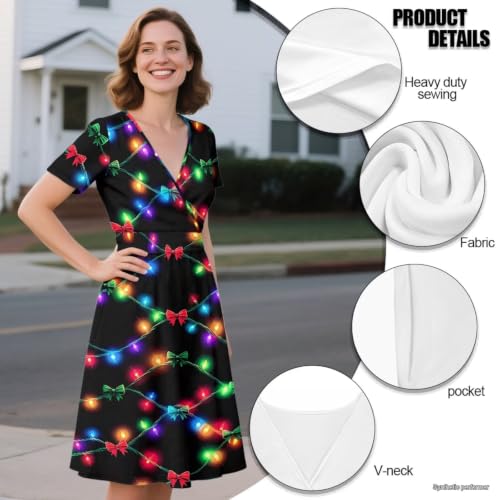 Image of Women's Summer Dresses Short Sleeve Formal Dresses with Pockets